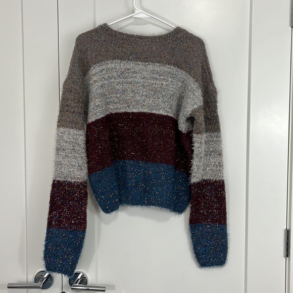 NWT Art Class XXL Striped Colorblock Metallic Sparkle Sweater - Picture 4 of 9